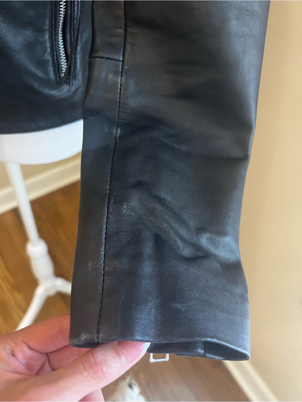 Mango Black Leather Asymmetrical Moto Jacket - Picture 7 of 14